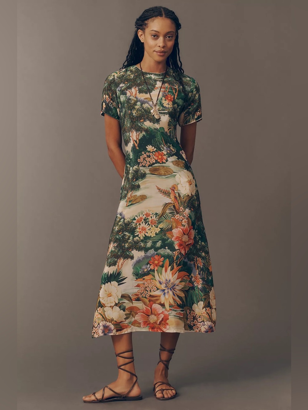 Farm Rio: ORIENTAL GARDEN MULTICOLOR
SHORT SLEEVE MAXI DRESS - Picture 7 of 11